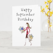 GLÜCKLICH ***SEPTEMBER*** GEBURTSTAG FÜR **HER** K KARTE (Gelbe Blume)