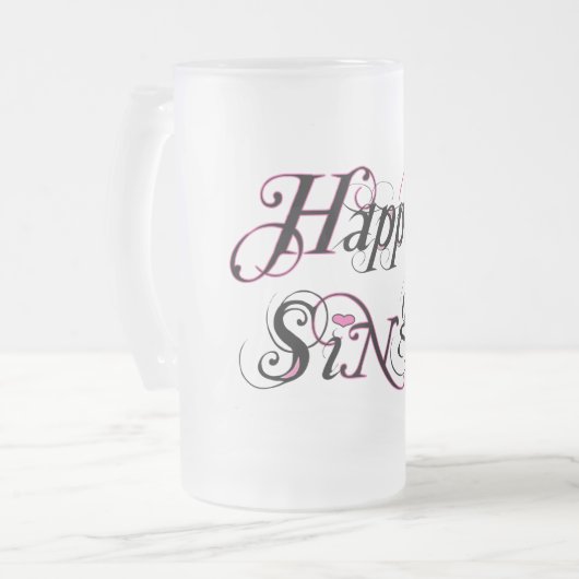 Glücklich Single Mattglas Bierglas (Vorderseite Links)