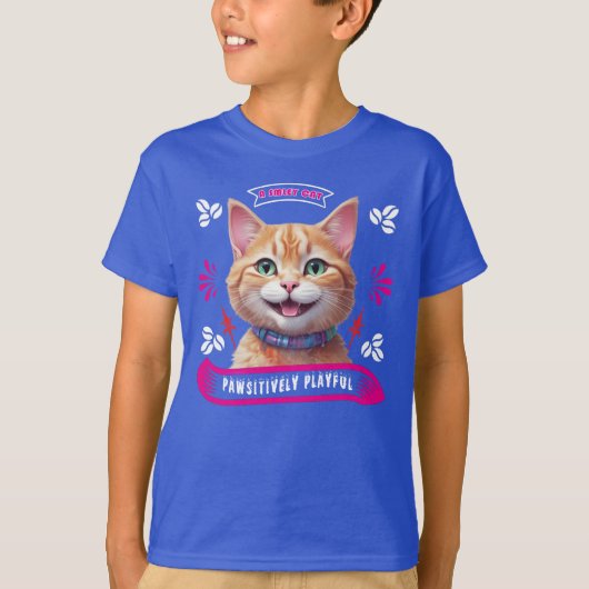 Glücklich spielende Katze T-Shirt (Vorderseite)