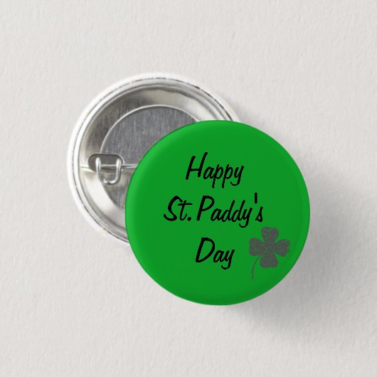 GLÜCKLICH ST. PADDY'S DAY VIERBLÄTTRIGES KLEEBLATT BUTTON (Vorne & Hinten)