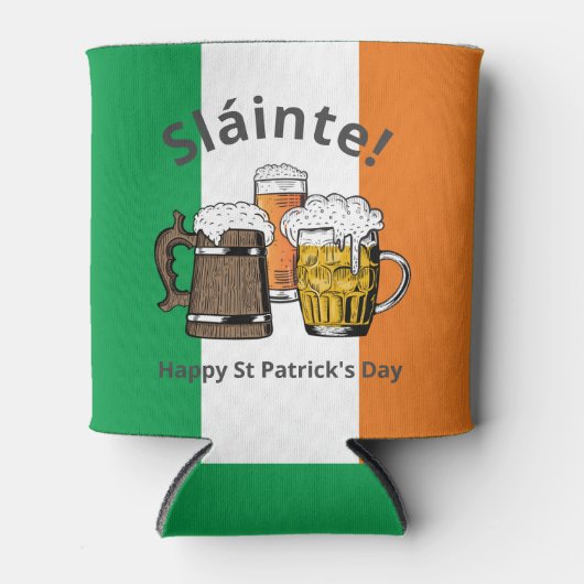 GLÜCKLICH ST PATRICK'S DAY Cartoon Beers Sláinte! Dosenkühler (Vorderseite)