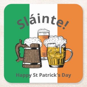 GLÜCKLICH ST PATRICK'S DAY Great Irish Beer Sláint Rechteckiger Pappuntersetzer