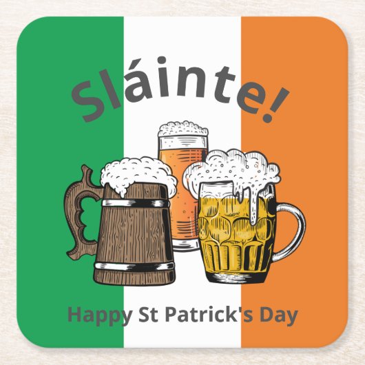 GLÜCKLICH ST PATRICK'S DAY Great Irish Beer Sláint Rechteckiger Pappuntersetzer (Vorderseite)