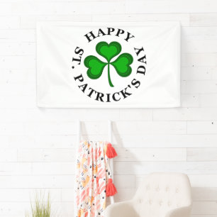 GLÜCKLICH ST. PATRICK'S DAY Irish Clover Kleeblatt Banner