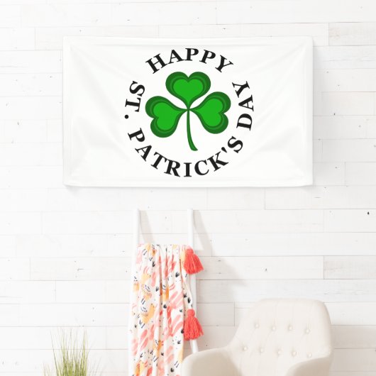 GLÜCKLICH ST. PATRICK'S DAY Irish Clover Kleeblatt Banner (Insitu)