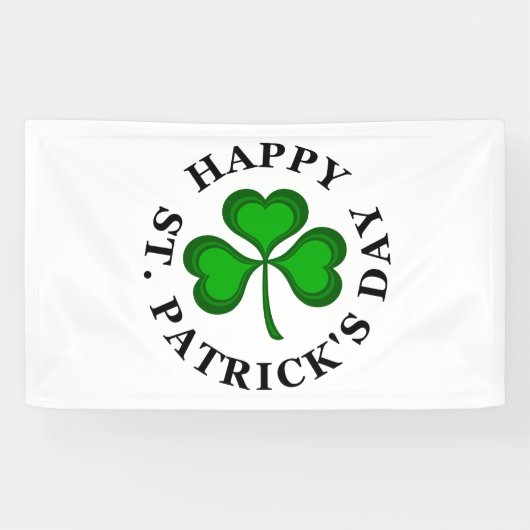 GLÜCKLICH ST. PATRICK'S DAY Irish Clover Kleeblatt Banner (Horizontal)