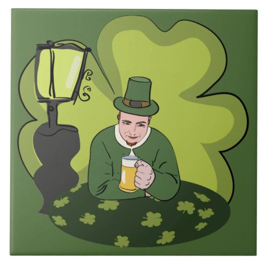 "GLÜCKLICH ST. PATRICK'S DAY" LEPRECHAUN FLIESE (Vorderseite)