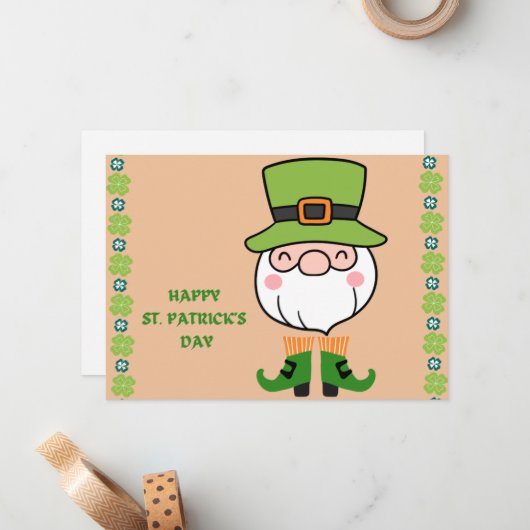 GLÜCKLICH ST. PATRICK'S DAY Leprechaun Mitteilungskarte (Vorderseite/Rückseite Beispiel)