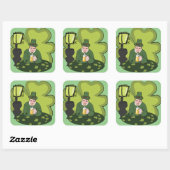 "GLÜCKLICH ST. PATRICK'S DAY" LEPRECHAUN QUADRATISCHER AUFKLEBER (Blatt)