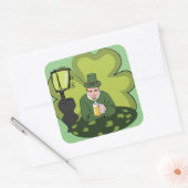 "GLÜCKLICH ST. PATRICK'S DAY" LEPRECHAUN QUADRATISCHER AUFKLEBER (Umschlag)