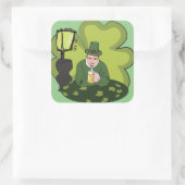 "GLÜCKLICH ST. PATRICK'S DAY" LEPRECHAUN QUADRATISCHER AUFKLEBER (Tasche)