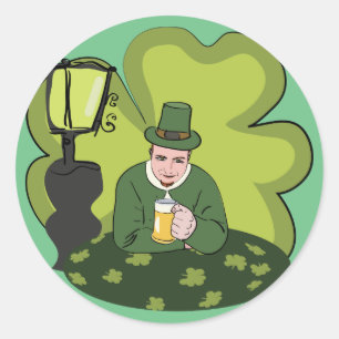 "GLÜCKLICH ST. PATRICK'S DAY" LEPRECHAUN RUNDER AUFKLEBER