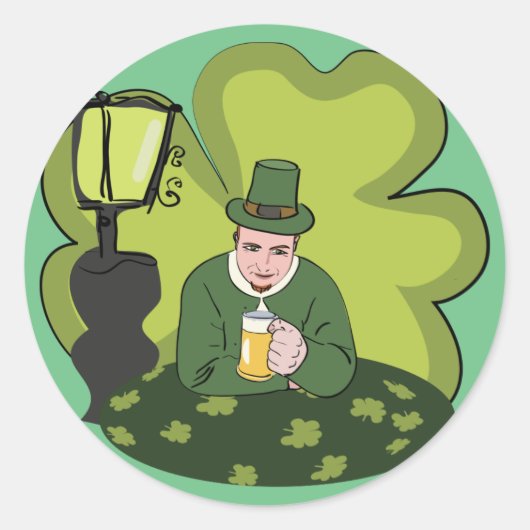 "GLÜCKLICH ST. PATRICK'S DAY" LEPRECHAUN RUNDER AUFKLEBER (Vorderseite)