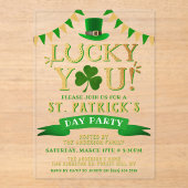 Glücklich! St. Patrick's Day Party Acryleinladungen (Vorderseite)