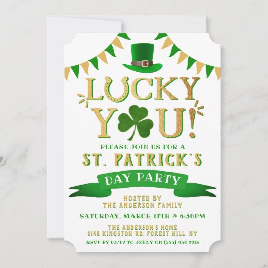 Glücklich! St. Patrick's Day Party Einladungen (Vorderseite)