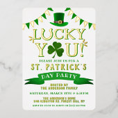 Glücklich! St. Patrick's Day Party Real Folieneinladung (Vorderseite)