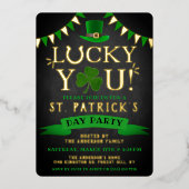Glücklich! St. Patrick's Day Party Real Folieneinladung (Vorderseite)