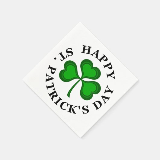 GLÜCKLICH ST. PATRICK'S DAY Text grün Clover Kleeb Serviette (Ecke)