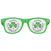 GLÜCKLICH ST. PATRICK'S DAY Text grün Clover Shamr Partybrille (Vorderseite)