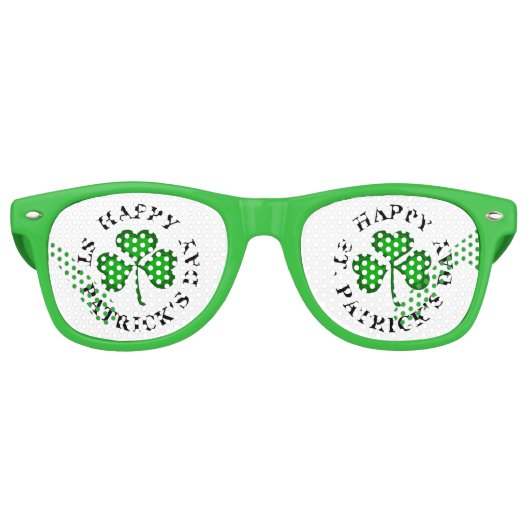 GLÜCKLICH ST. PATRICK'S DAY Text grün Clover Shamr Partybrille (Vorderseite)