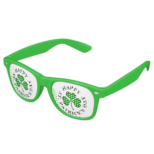 GLÜCKLICH ST. PATRICK'S DAY Text grün Clover Shamr Partybrille (Schrägansicht)