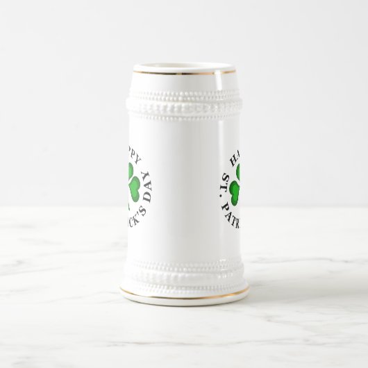 GLÜCKLICH ST. PATRICK'S DAY Text mit grünem Kleebl Bierglas (Mittel)