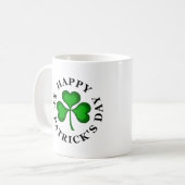 GLÜCKLICH ST. PATRICK'S DAY Text mit grünem Kleebl Kaffeetasse (Vorderseite Links)