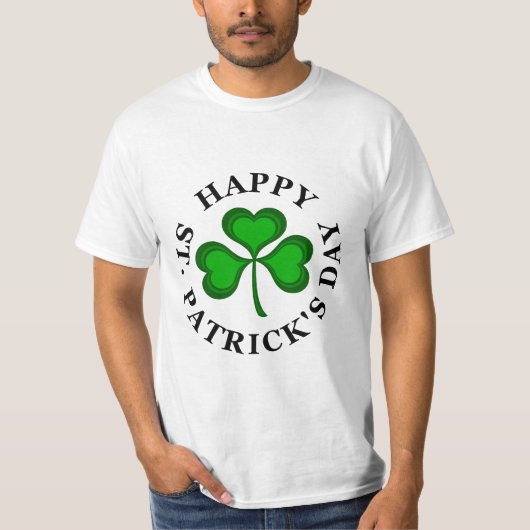 GLÜCKLICH ST. PATRICK'S DAY Text mit grünem Kleebl T-Shirt (Vorderseite)