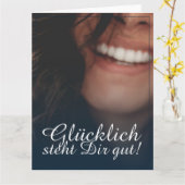 Glücklich steht Dir gut! - Blau Karte (Gelbe Blume)