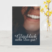 Glücklich steht Dir gut! - Blau Karte (Gelbe Blume)