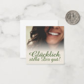 Glücklich steht Dir gut! Mitteilungskarte (Vorderseite/Rückseite Beispiel)