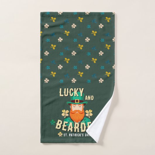 Glücklich und bärtige St. Patrick's Day Leprechaun Badhandtuch Set (Handtuch)