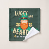 Glücklich und bärtige St. Patrick's Day Leprechaun Badhandtuch Set (Waschlappen)