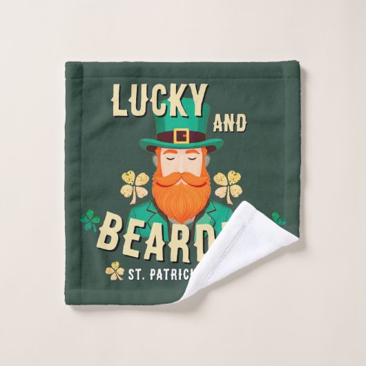 Glücklich und bärtige St. Patrick's Day Leprechaun Badhandtuch Set (Waschlappen)
