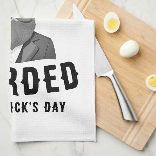 Glücklich und bärtige St. Patrick's Day Leprechaun Geschirrtuch (Viertel Falte)