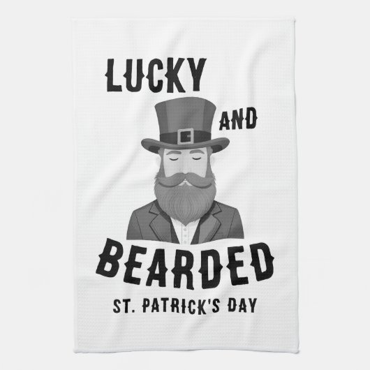 Glücklich und bärtige St. Patrick's Day Leprechaun Geschirrtuch (Vertikal)