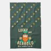 Glücklich und bärtige St. Patrick's Day Leprechaun Geschirrtuch (Vertikal)