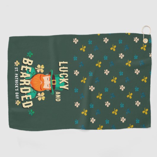 Glücklich und bärtige St. Patrick's Day Leprechaun Golfhandtuch (Horizontal)
