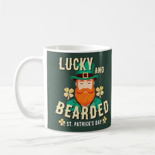 Glücklich und bärtige St. Patrick's Day Leprechaun Kaffeetasse (Links)