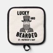 Glücklich und bärtige St. Patrick's Day Leprechaun Topflappen (Vorderseite)