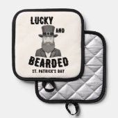 Glücklich und bärtige St. Patrick's Day Leprechaun Topflappen (Vorderseite/Rückseite)