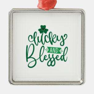 Glücklich und gesegnet ornament aus metall