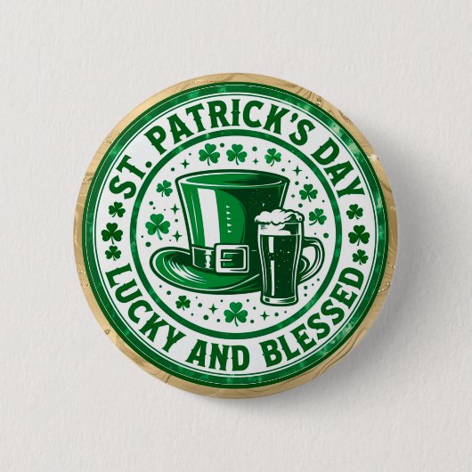 Glücklich und gesegnet St. Patrick's Day Button (Vorderseite)
