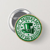 Glücklich und gesegnet St. Patrick's Day Button (Vorne & Hinten)