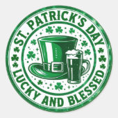 Glücklich und gesegnet St. Patrick's Day Runder Aufkleber (Vorderseite)