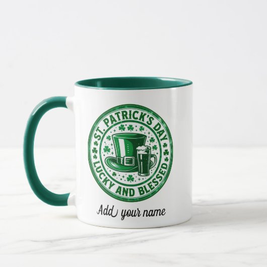Glücklich und gesegnet St. Patrick's Day Tasse (Links)