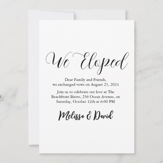 glücklich und modern nach dem Empfang Einladung (Rückseite)