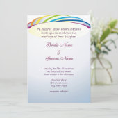 Glücklich unter der Rainbow-Hochzeit Einladung (Stehend Vorderseite)