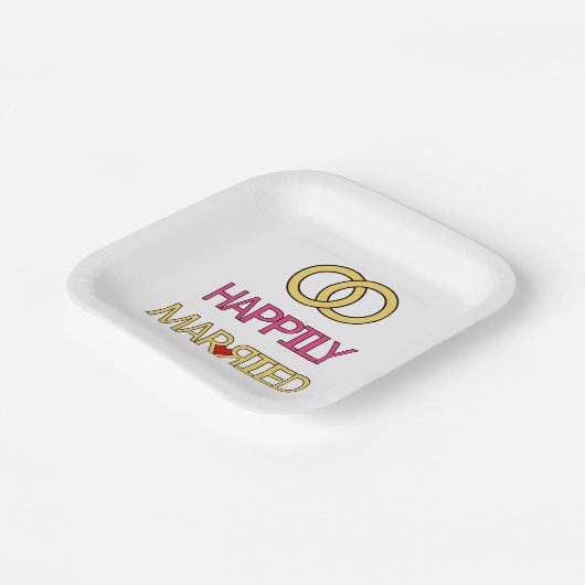 glücklich Verheiratet Pappteller (Gewinkelt)