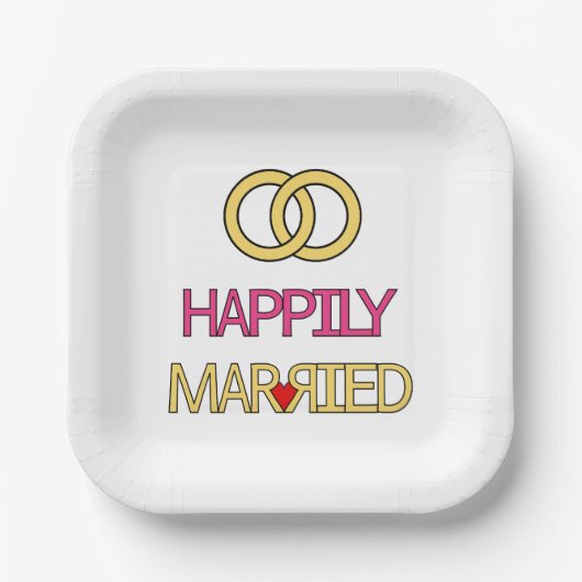 glücklich Verheiratet Pappteller (Vorderseite)
